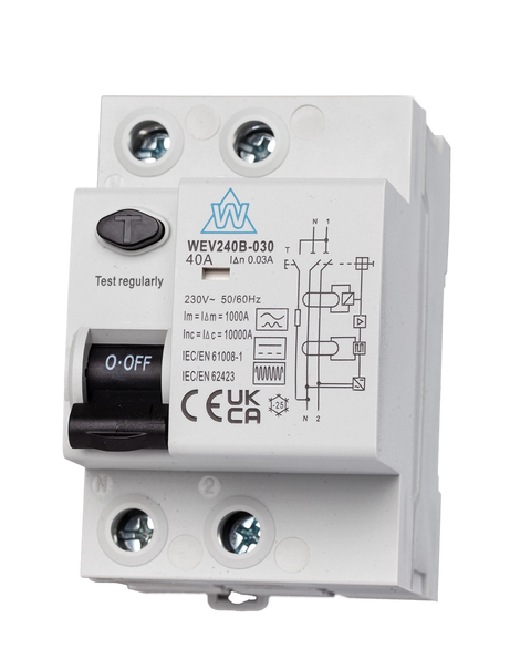 2 Pole B-Type RCD – WEV240B-030 (40A, 30mA)