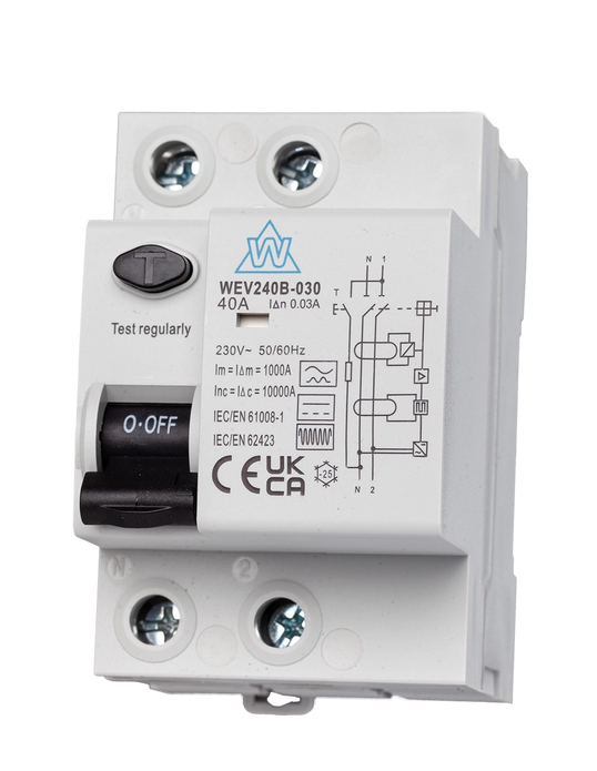 2 Pole B-Type RCD – WEV240B-030 (40A, 30mA)