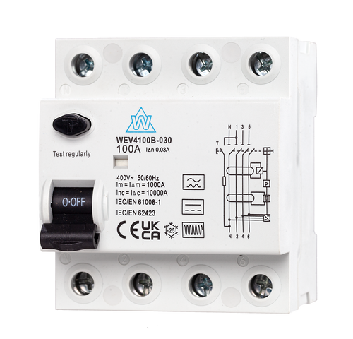 4 Pole B-Type RCD – WEV463B-030 (63A, 30mA)