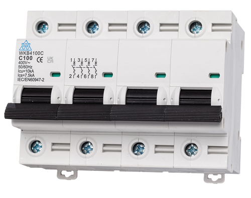 4 Pole MCB 10kA C Curve 100A WKC4100C
