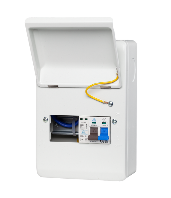 WME 6 Module Surge Protected Metal Enclosure – 100A Main Switch + SPD (WME06/SP) WME 6 Module Surge Protected Metal Enclosure – 100A Main Switch + SPD (WME06/SP)