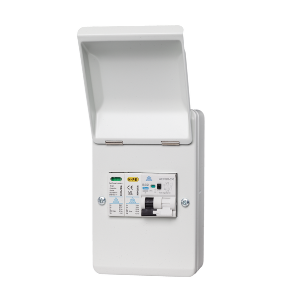 4 Way Metal EV Protection Unit – 32A B Curve A-Type RCBO + SPD (WMRC32BSP)