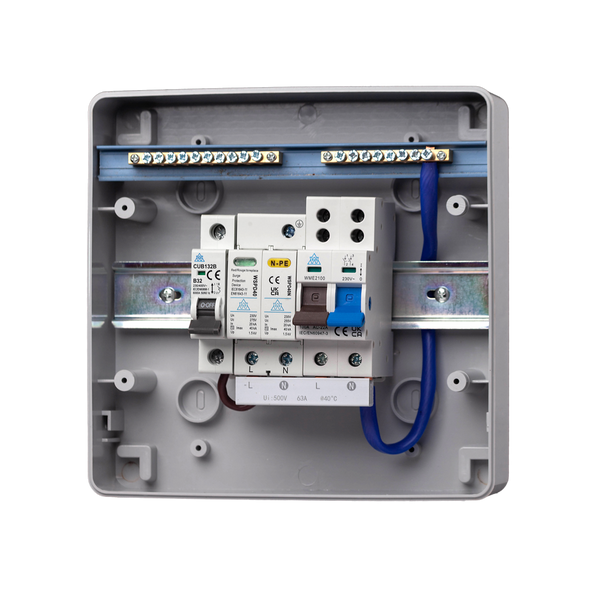 8 Way IP65 EV Connection Unit with Surge Protection – 32A MCB (WPEVCU32BSP/8)