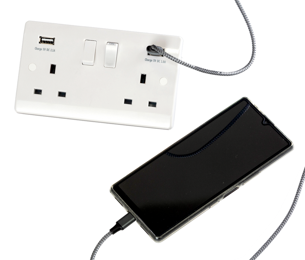 13a Double Switched Usb Wall Socket Power And Data Uk 0596