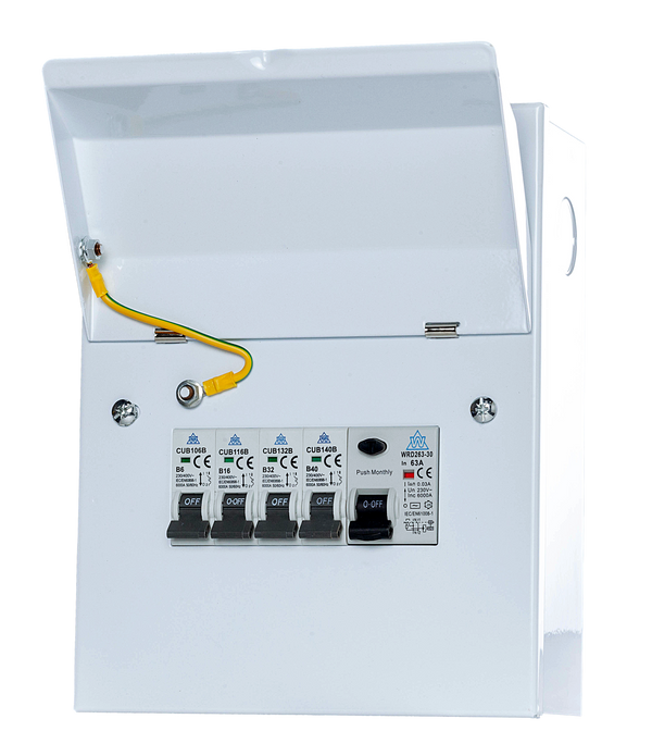4 Usable Way Consumer Unit C/W RCD and 4 MCBs of Your Choice 4 Usable Way Consumer Unit C/W RCD and 4 MCBs of Your Choice