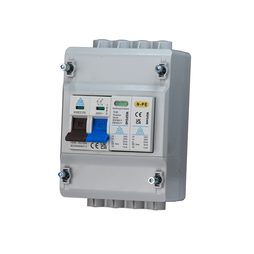 4 Way Mini Plastic Enclosure with 100A Main Switch & Type 1/2 Surge Protection