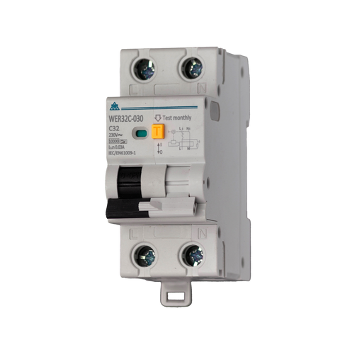 High Immunity RCBO – 32A C Curve, Type A, 30mA (WER32C-030)
