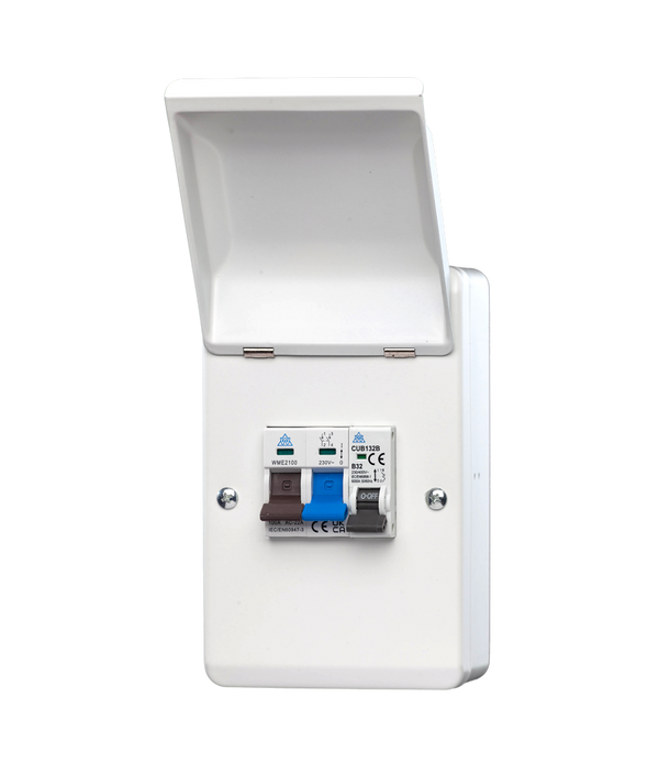 EV Connection Unit 3 Way Metal Enclosure with 100A Main Switch & 32A MCB - WEVCU