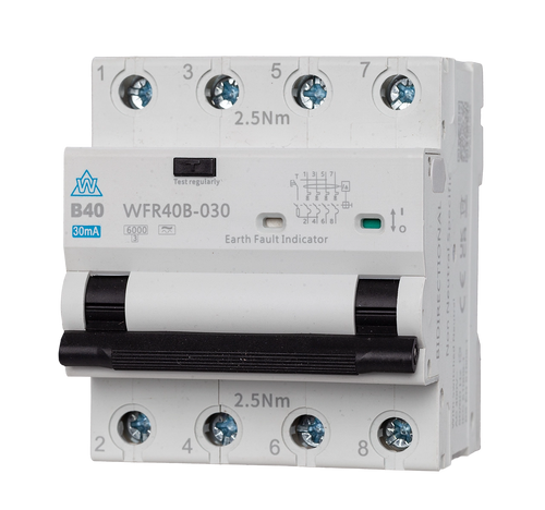 4 Pole A Type RCBO 6-40A B & C Curve - WFR4**B-030 & WFR4**C-030