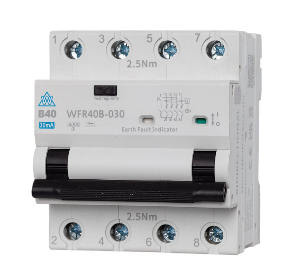 4 Pole A Type RCBO 6-40A B & C Curve - WFR4**B-030 & WFR4**C-030
