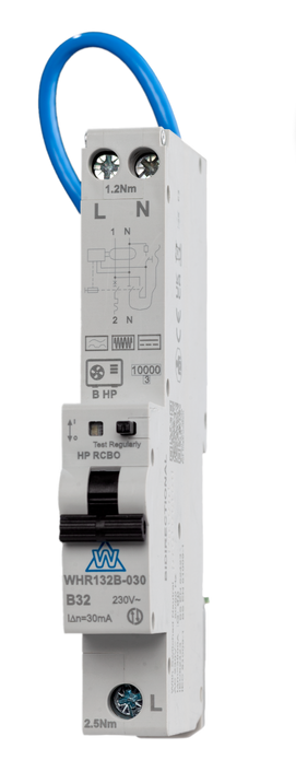 Heat Pump RCBO – Type B HP Single Module 16A C Curve RCBO (WHR116C-030)