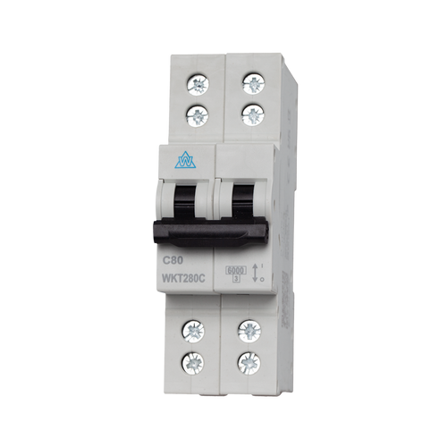 80A B Curve 2 Pole Twin Screw Terminal MCB (WKT280B)
