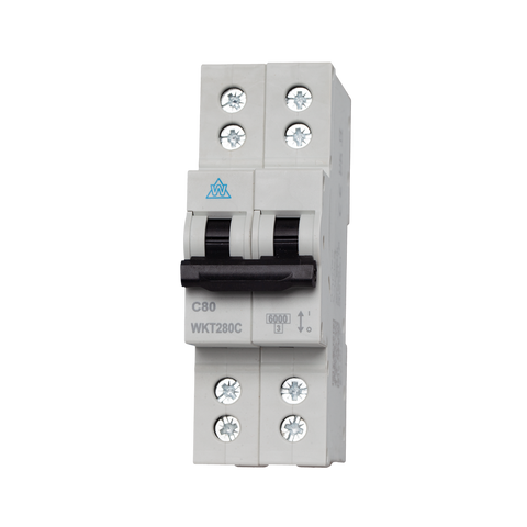 80A B Curve 2 Pole Twin Screw Terminal MCB (WKT280B)