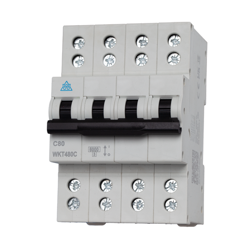 80A B Curve 4 Pole Twin Screw Terminal MCB (WKT480B)