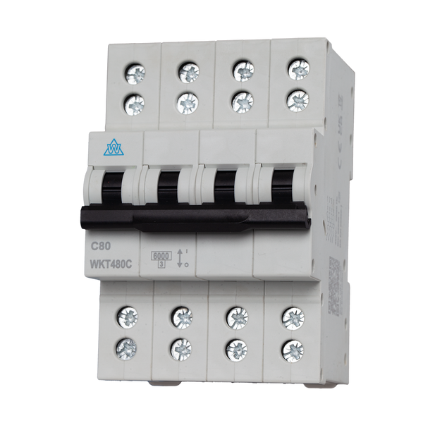 80A B Curve 4 Pole Twin Screw Terminal MCB (WKT480B)