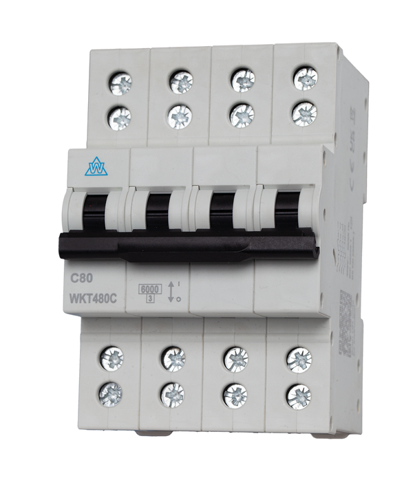 80A B Curve 4 Pole Twin Screw Terminal MCB (WKT480B)