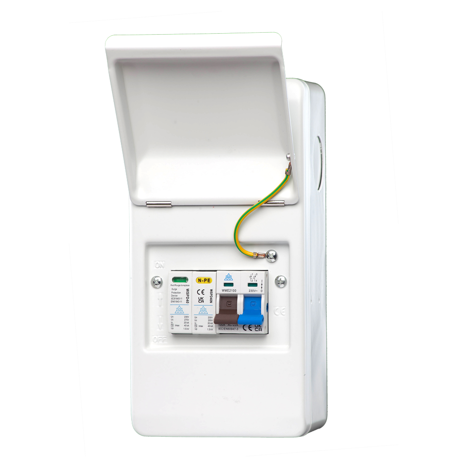 4 Way Metal Enclosure with 100A Main Switch & 40kA Type 2 Surge Protection