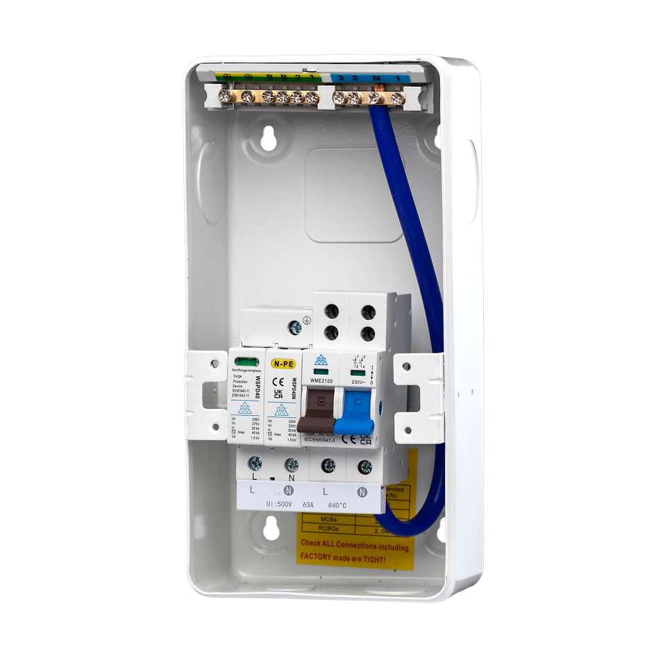4 Way Metal Enclosure with 100A Main Switch & 40kA Type 2 Surge Protection