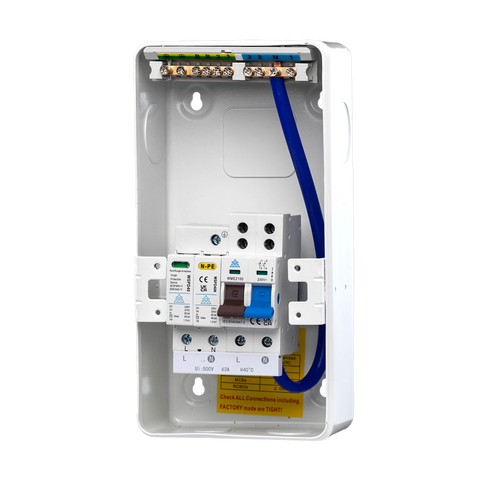 4 Way Metal Enclosure with 100A Main Switch & 40kA Type 2 Surge Protection