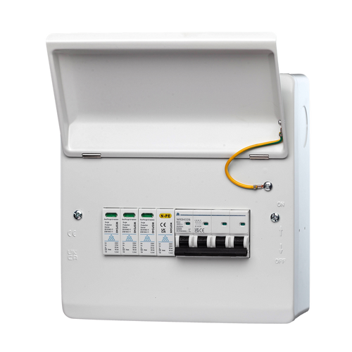 3 Phase Surge Protection Device Unit with 8 Way Metal IP40 enclosure (RCD/RCBO/MCB variants)