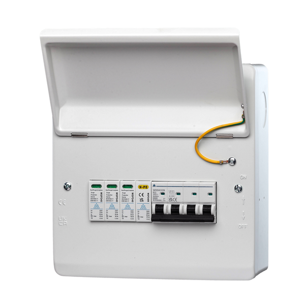 3 Phase Surge Protection Device Unit with 8 Way Metal IP40 enclosure (RCD/RCBO/MCB variants)