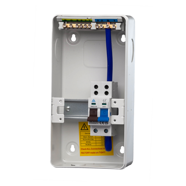 WME44100 4 Way IP40 Metal Enclosure with 4 Pole 100A Main Switch