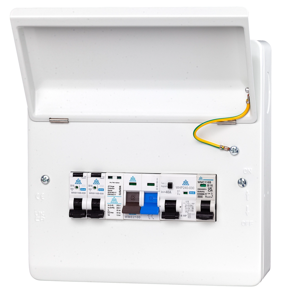 8 Module Heat Pump Consumer Unit with Type B HP RCD & RCBOs (WME08/HPR40C)