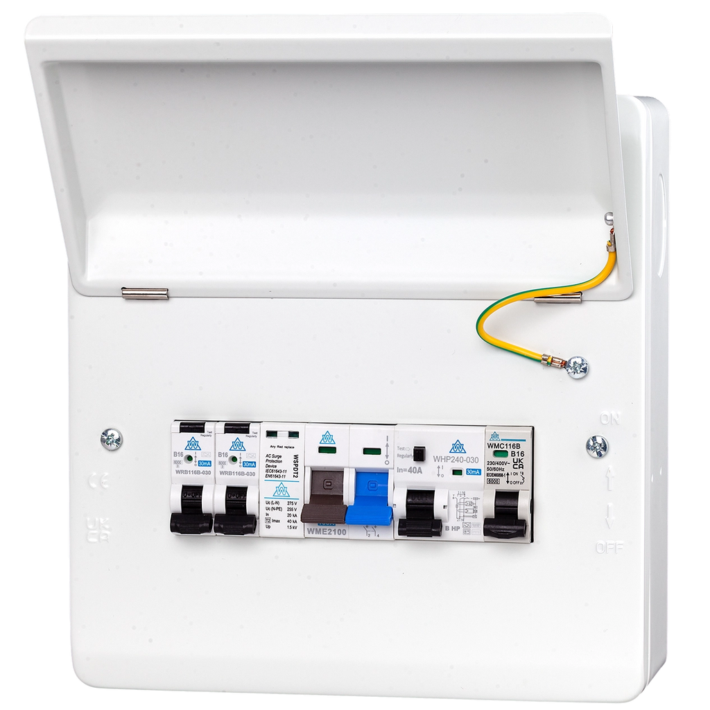 8 Way Heat Pump Consumer Unit with Type B HP RCD + RCBOs (WME08/HPR40C)