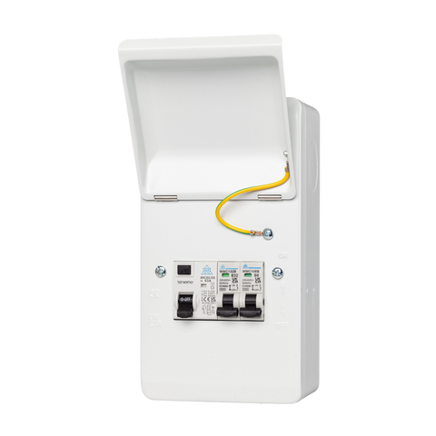 IP40 Metal Garage Consumer Unit – 63A RCD + 6A / 16A MCBs (WMGU04/616)