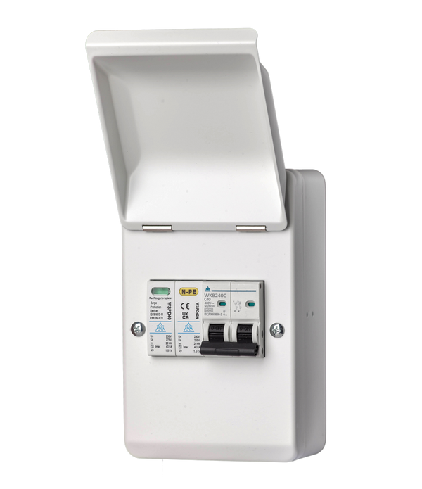 4-Way Metal Box with 2 Module 40A MCB plus Surge Protection