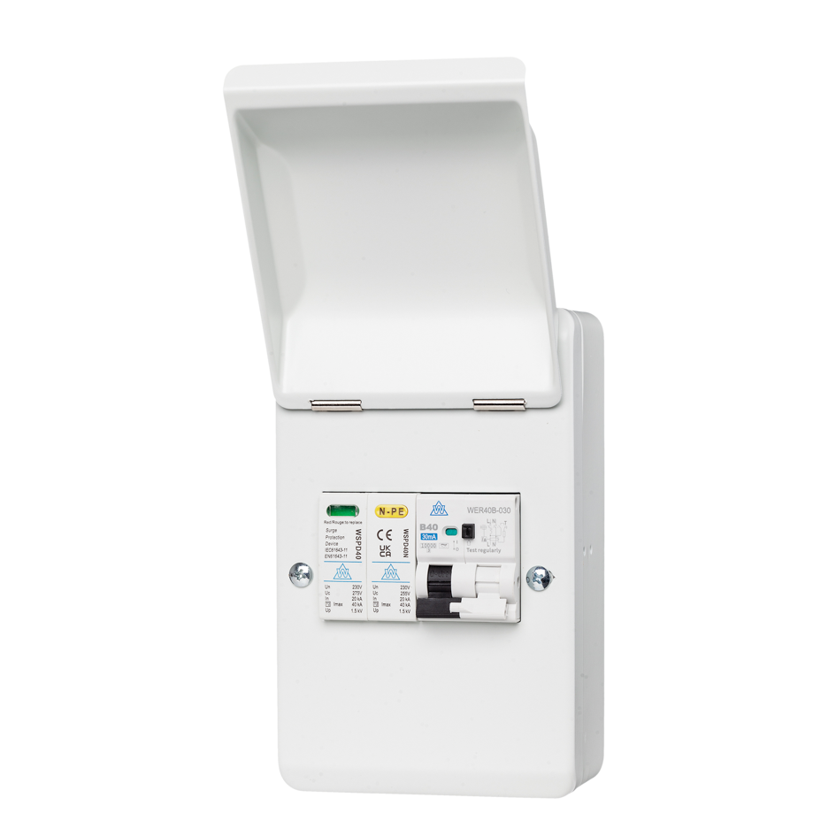 4 Way Metal EV Protection Unit – 32A B Curve A-Type RCBO + SPD (WMRC32BSP)