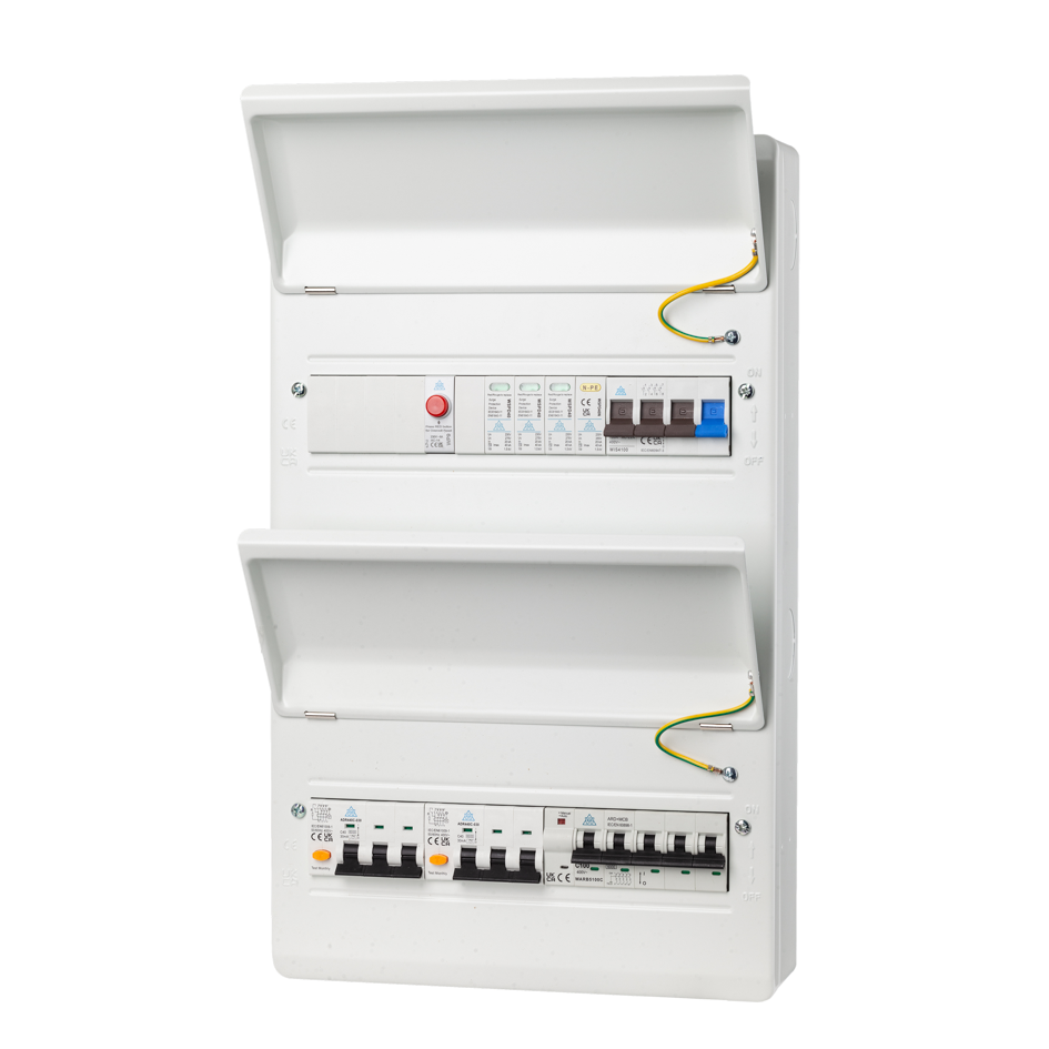 3 Phase PME Consumer Unit for 6 Single-Phase EV Chargers – WMTP28-WER40CSP