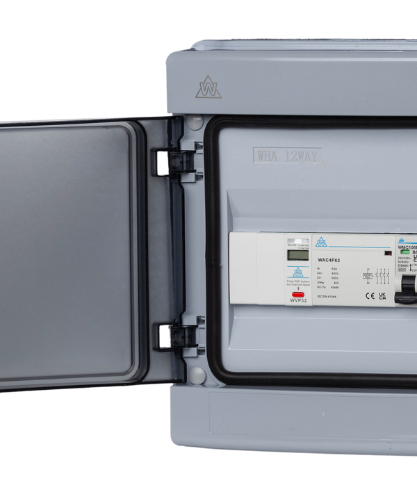 PME Fault Detection IP65 Plastic Consumer Unit with SPD/C40/MCB variants