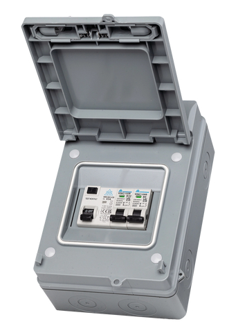 IP65 Plastic Garage Enclosure – 63A RCD + 6A / 16A MCBs (WPGU04/616)