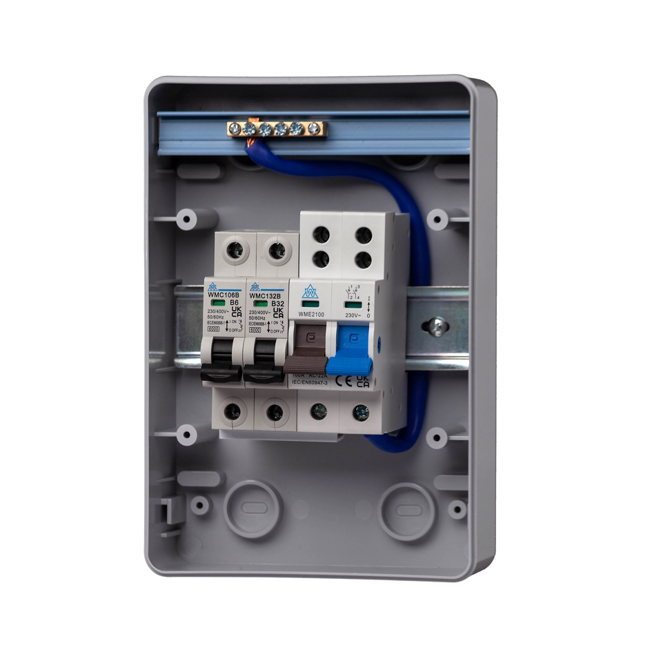 IP65 Plastic Garage Enclosure – 100A Main Switch + 6A / 16A MCBs (WPMS04/616)