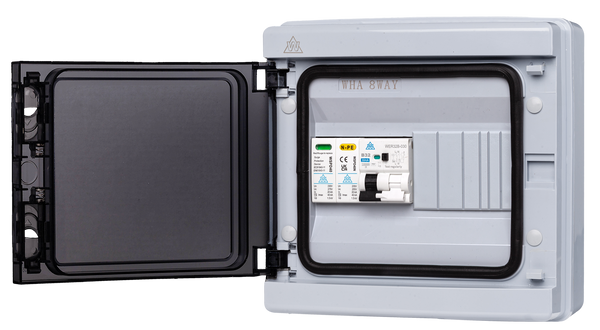 8 WAY IP65 Plastic Enclosure with Type A RCBO and Surge protection