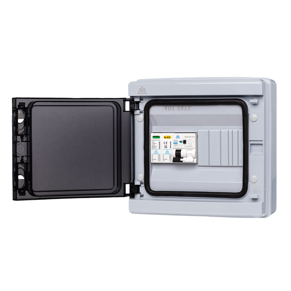 8 WAY IP65 Plastic Enclosure with Type A RCBO and Surge protection