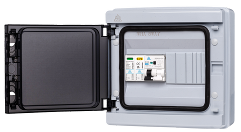 8 Way IP65 Enclosure – 32A B Curve Type A RCBO + Surge Protection (WPRC32BSP/8)