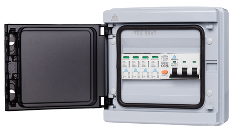3 Phase Surge Protection Device Unit with 8 Way Plastic IP65 enclosure (MCB variant)