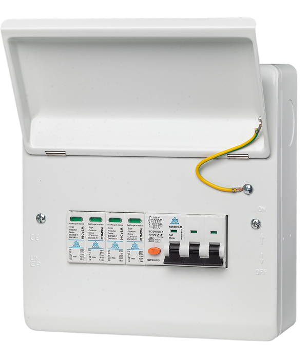 3 Phase 8 WAY IP65 Plastic enclosure with Type A RCBO and Surge protection