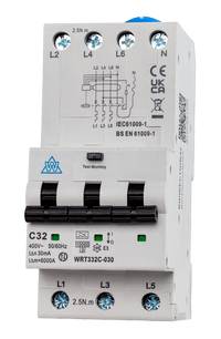 3-Pole Type A RCBO – 32A B Curve 30mA 10kA (WRT332B-030)