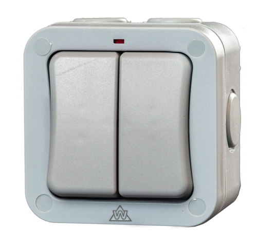 20A Weatherproof IP65 2 Gang 2 Way Switch WS2G2W