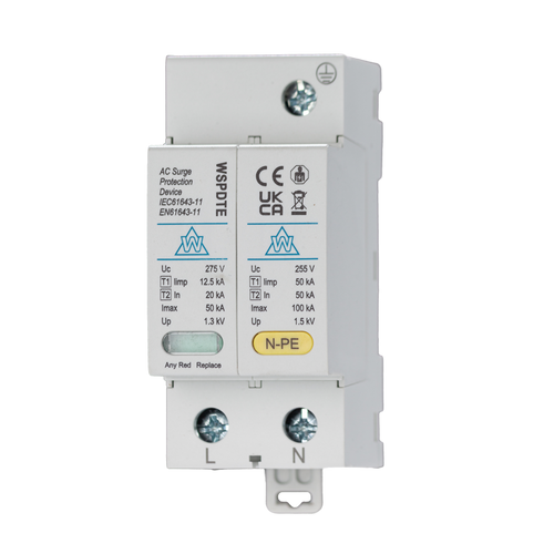 WSPDTE-2 Surge Protection Device (1P+N, Type 1+2)