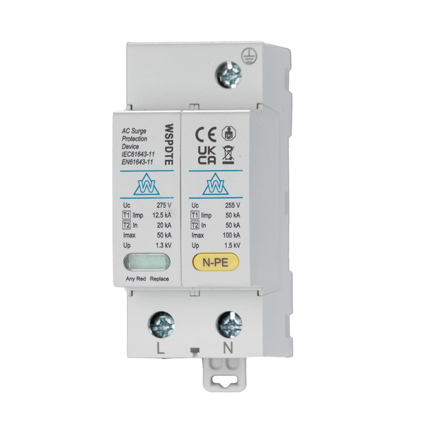 WSPDTE-2 Surge Protection Device (1P+N, Type 1+2)