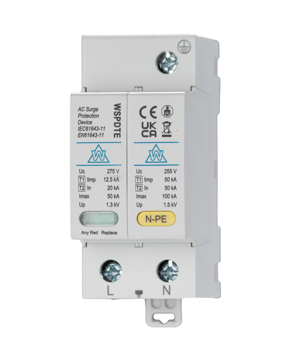 WSPDTE-2 Surge Protection Device (1P+N, Type 1+2)
