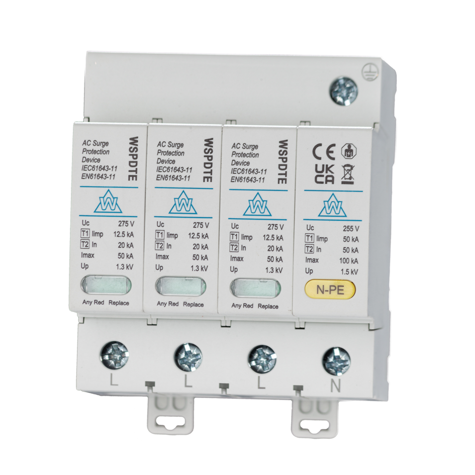 WSPDTE-4 Surge Protection Device | 3P+N Type 1+2 AC SPD