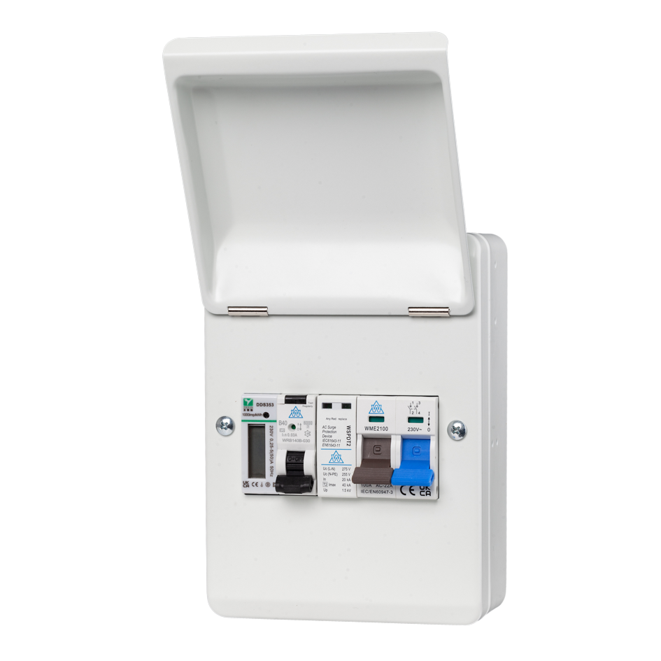 EV Connection Unit – 100A Main Switch + 32A B Curve MCB + SPD + kWh Meter (WSRC532BSP)