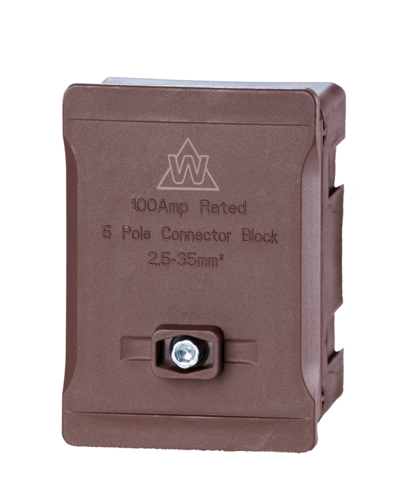 5 Way 100A Terminal Block – Brown