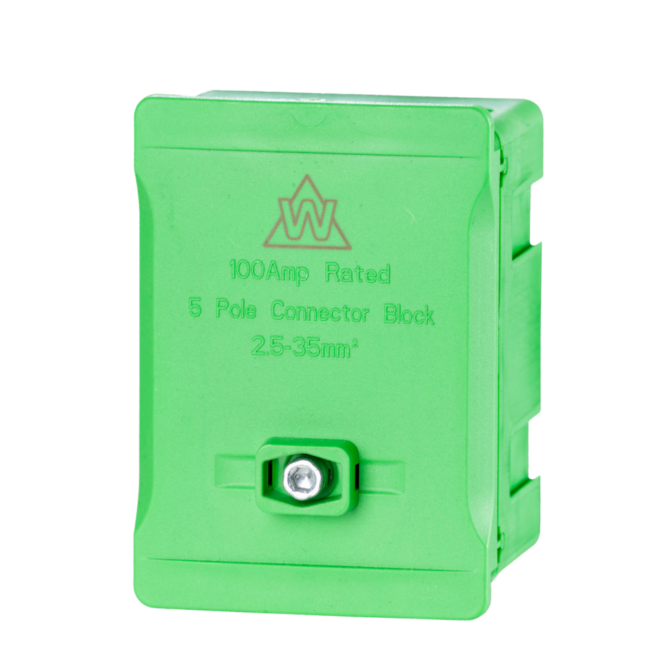 5 Way 100A Terminal Block – Green