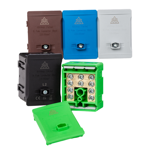 5 Way 100A Terminal Block – Green